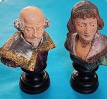 Goldscheider: 2 colored ceramic busts of the king and queen