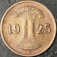 Germany 1 reichspfennig, 1925 mint mark 