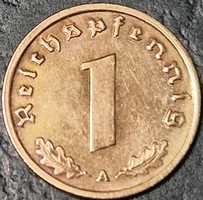 Németország - Harmadik Birodalom 1 reichspfennig, 1939 Verdejel ''A'' - Berlin