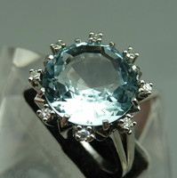 6.0ct Akvamarin-Brillekkel 14 kr.különleges arany gyűrű.Igazolással