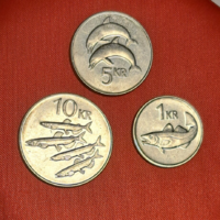 Iceland 3 pieces 1, 5 and 10 kroner (1808)