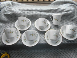 7 db-os RITKA  Alföldi  jelzéssel porcelán csésze +  tálka+ tejszínes kancsó