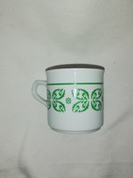 Retro Zsolnay cup with green leaf pattern