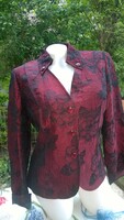 Unique burgundy-black lace-covered blazer-jacket-women's top m