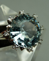 6.0ct Akvamarin-Brillekkel 14 kr.különleges arany gyűrű.Igazolással