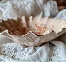 Antique English faience rose serving bowl