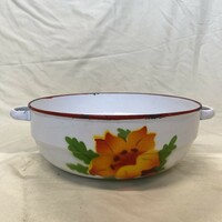 Flower pattern enamel bowl