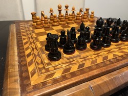 Chess set with inlaid drawers