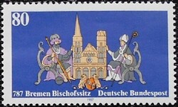 N1329 / Germany 1987 the episcopal residence of Bremen stamp postal clerk