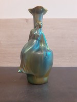 Zsolnay art nouveau green eosin vase 24 cm!