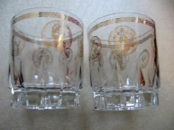 Pair of gold patterned glasses, kings, coats of arms, Greek wind pattern