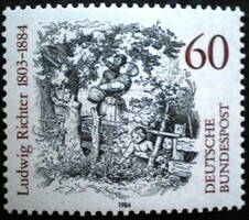 N1213 / Germany 1984 ludwig richter painter stamp postal clerk