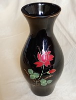 Üveg váza fekete üveg retro 30x13cm