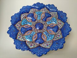 Csodás aprólékosan díszített perzsa zománcozott tál
