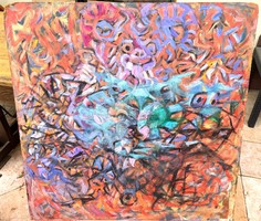 Cseh Krisztina magyar festő nagyméretű olaj festménye, fali táblakép