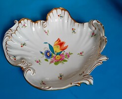 Herend baroque shell offering, with tulip bouquet pattern