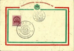 Alkalmi bélyegzés = DÉS VISSZATÉRT (1940.IX.8.)