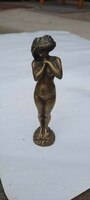 Charming Art Nouveau female nude statue - solid copper 13 cm.