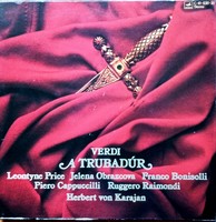 Verdi: A trubadúr (Karajan-Obrazcova-Bonisolli) 3 vinyl LP doboz  hibátlan