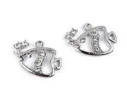 Med24 - rhinestone beaded fish pendant, earrings 15x22mm