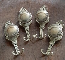 Barokk stílusú tömör kalaptartós antik réz fogas , akasztó 4 db egyben   , ruhatartó