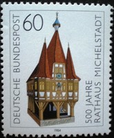 N1200 / Germany 1984 Michelstadt town hall stamp postal clerk