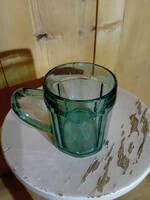 Old glass beer mug, teal color, 500 ml
