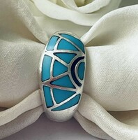 Ötvös ezüst gyűrű természetes türkíz kővel