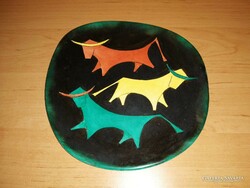 Bodrogkeresztúr ceramic ox-blue wall plate (n)