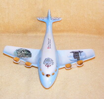 Porcelán repülőgép dísztárgy, hamutál