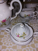 Rózsás gyönyörű kávés készlet, Wawel lengyel porcelán