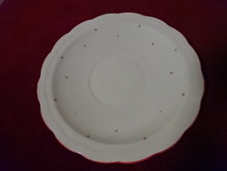Red rimmed tea cup coaster, diameter 15.5 cm. Jokai.