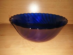 Francia glcoloc retro kék üveg kínáló tál - átm. 23 cm