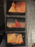 Cased wooden plates depicting old sailboats 3 pcs (8)
