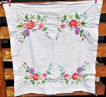 Hand-embroidered floral tablecloth 75 x 69 cm.