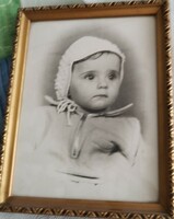 Old child's photograph in a beautiful gilded frame - 1958