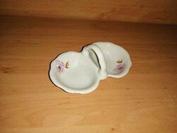Antique Zsolnay porcelain salt and pepper shaker with flowers - length 13 cm