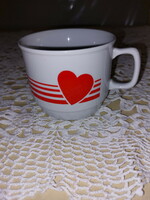 Zsolnay red heart-striped porcelain mug, cup
