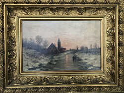 Antique German oil painting c. Signed by Klein