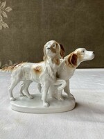 Porcelán kutya pár figura 22x14 cm.