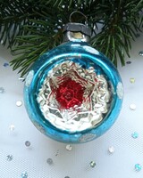 Old reflective glass sphere Christmas tree ornament 5-6cm