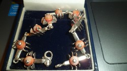 Modern silver bracelet / coral