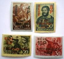 S8683-6 / 1945 peace i. - Louis Kossuth i. Stamp row with overprint, postage clean