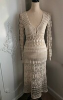 Sisley 36-38-40 long natural dress with knitted pattern