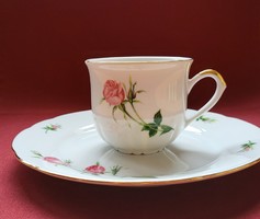 Christineholm Rose német porcelán kávés teás reggeliző szett csésze kistányér tányér rózsa mintával