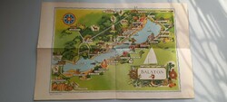 Kihajtható Balatoni képeslap térképpel 1959-ből