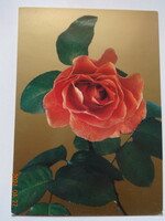 Régi, retró üdvözlő képeslap, postatiszta - rózsaszál