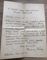 Ferenczy Károly festő eredeti kézzel írt és aláírt levele Ambrozovich Dezsőnek