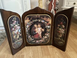A dreamy triple home altar madonna that can be placed on the table or on the wall