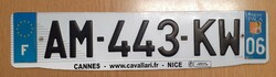 Francia rendszám rendszámtábla AM-443-KW  Franciaország 2.
